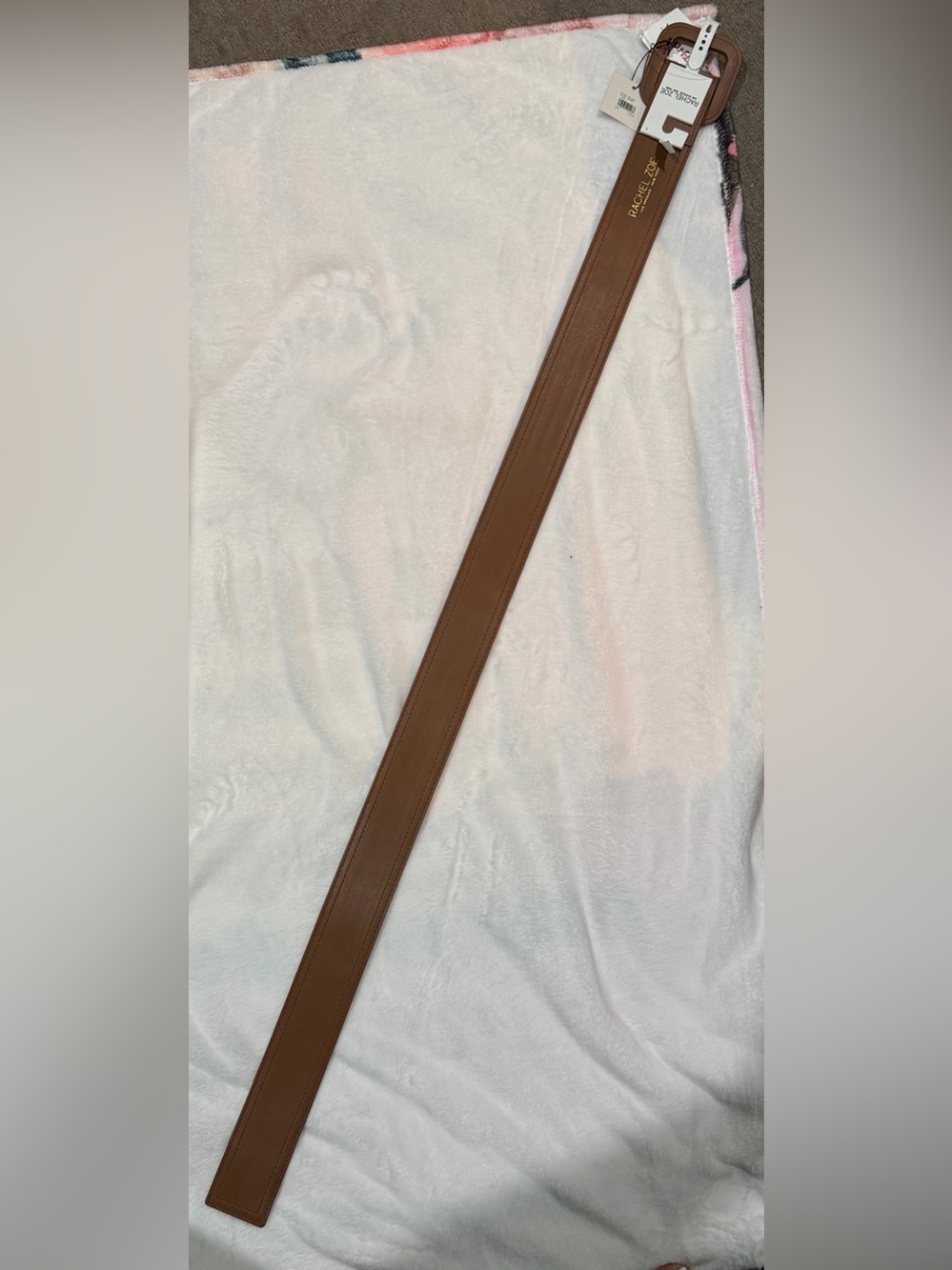 Rachel Zoe Brown Leather Waist Belt with Gold Logo